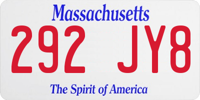 MA license plate 292JY8