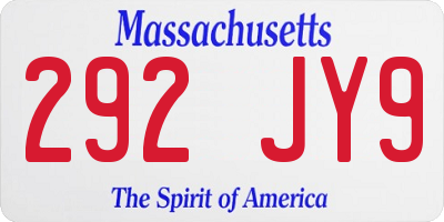 MA license plate 292JY9