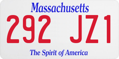 MA license plate 292JZ1