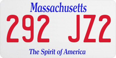 MA license plate 292JZ2