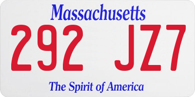 MA license plate 292JZ7