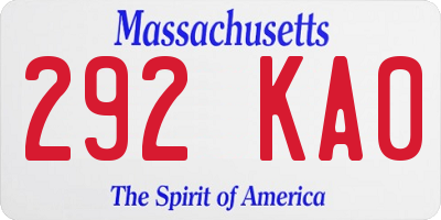 MA license plate 292KA0