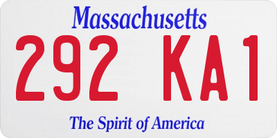 MA license plate 292KA1
