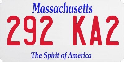 MA license plate 292KA2