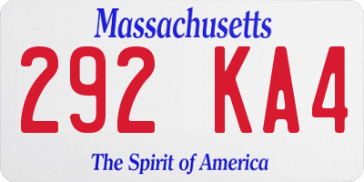 MA license plate 292KA4