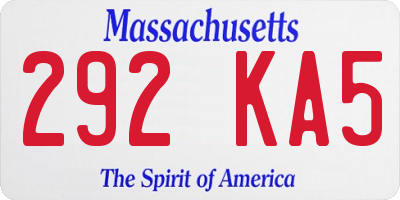 MA license plate 292KA5