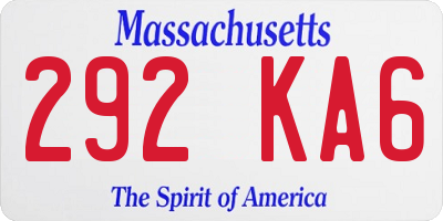 MA license plate 292KA6