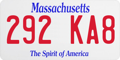 MA license plate 292KA8