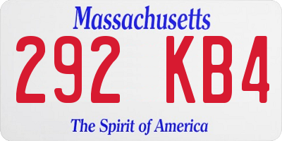 MA license plate 292KB4