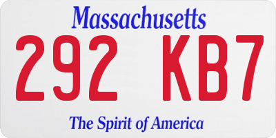 MA license plate 292KB7