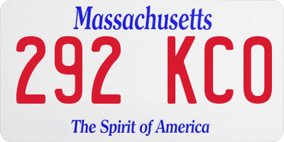 MA license plate 292KC0