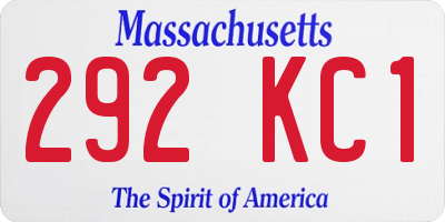 MA license plate 292KC1