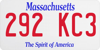 MA license plate 292KC3