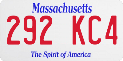 MA license plate 292KC4