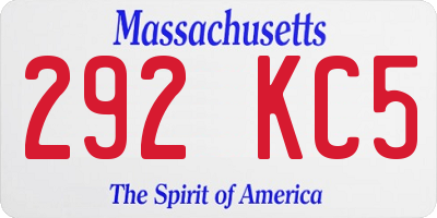 MA license plate 292KC5