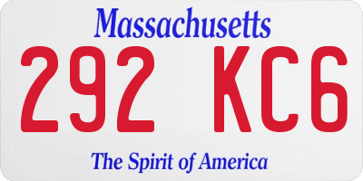 MA license plate 292KC6