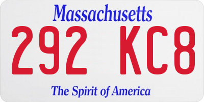 MA license plate 292KC8