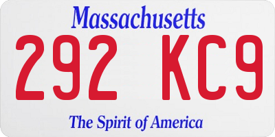 MA license plate 292KC9