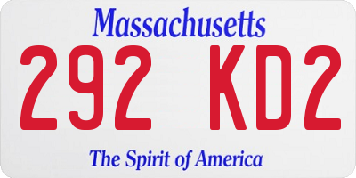 MA license plate 292KD2