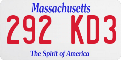 MA license plate 292KD3