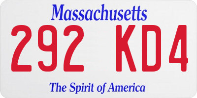MA license plate 292KD4