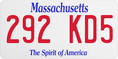MA license plate 292KD5