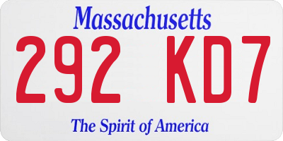 MA license plate 292KD7