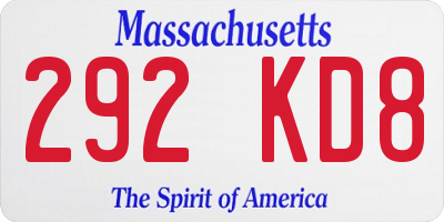 MA license plate 292KD8
