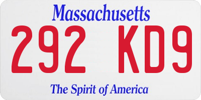 MA license plate 292KD9