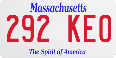 MA license plate 292KE0
