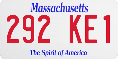 MA license plate 292KE1