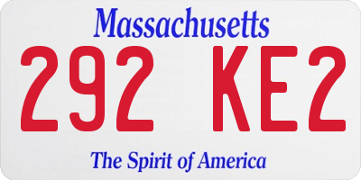 MA license plate 292KE2