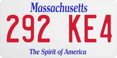 MA license plate 292KE4