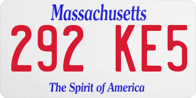 MA license plate 292KE5