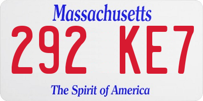 MA license plate 292KE7