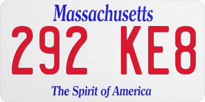 MA license plate 292KE8