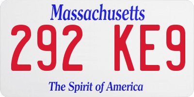 MA license plate 292KE9