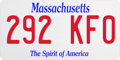 MA license plate 292KF0