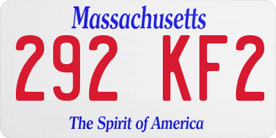 MA license plate 292KF2