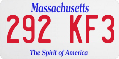 MA license plate 292KF3