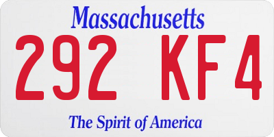 MA license plate 292KF4