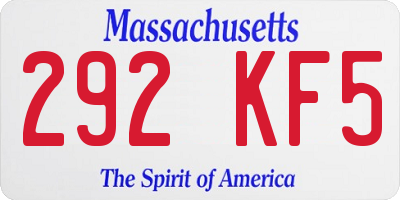 MA license plate 292KF5