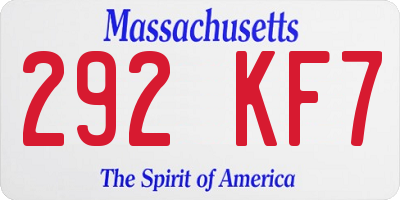 MA license plate 292KF7