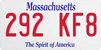 MA license plate 292KF8