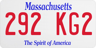 MA license plate 292KG2