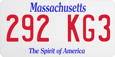 MA license plate 292KG3