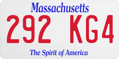 MA license plate 292KG4