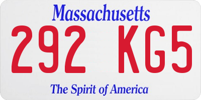 MA license plate 292KG5