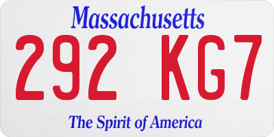 MA license plate 292KG7