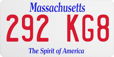 MA license plate 292KG8